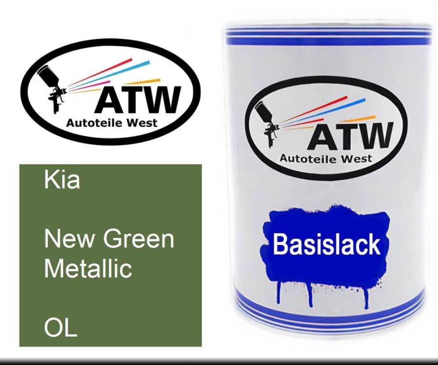 Kia, New Green Metallic, OL: 500ml Lackdose, von ATW Autoteile West.